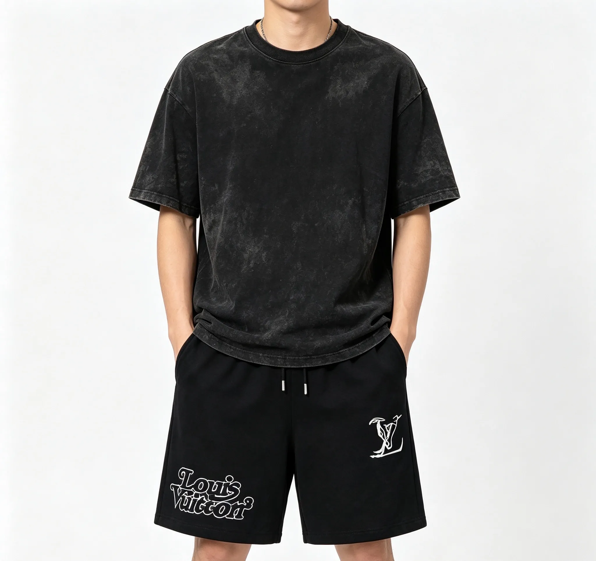 Louis Vuitton/Louis Vuitton double logo embroidered shorts
